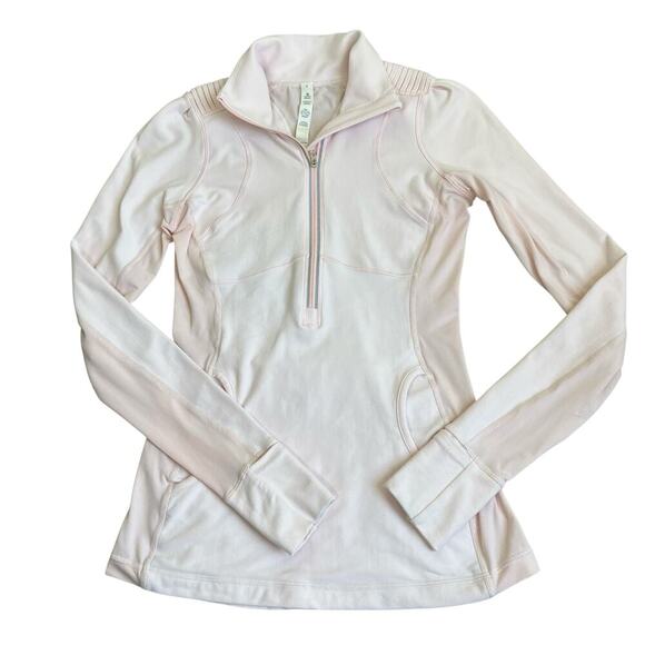 Lululemon Sz 4 Pretty Pink Star Runner Half Zip Pullover Fitted Stretchy Flawed - Picture 8 of 16